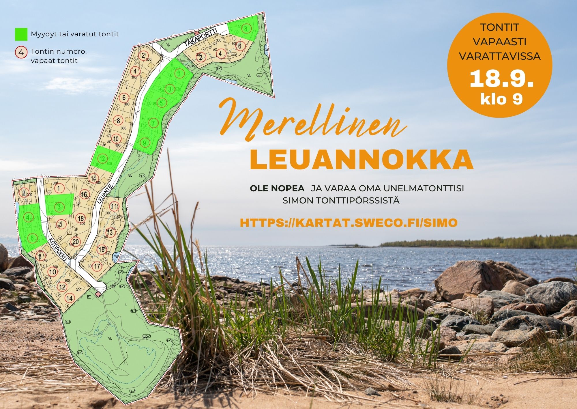 Leuannokan tontit vapautuvat myyntiin 18.9.